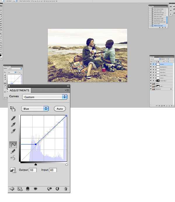 ‘Photoshop将海边人物图片打造出怀旧的暗褐色效果‘