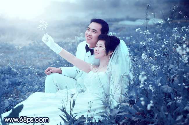 ‘Photoshop为外景婚片打造出梦幻的蓝青色效果‘