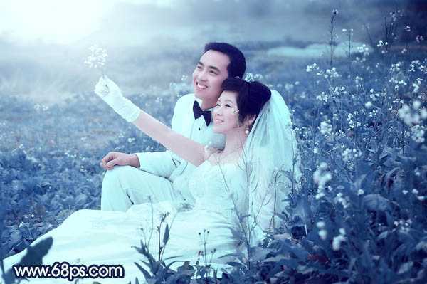 ‘Photoshop为外景婚片打造出梦幻的蓝青色效果‘