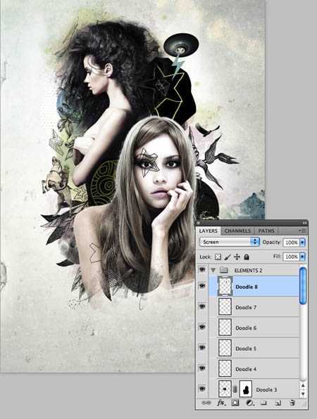 ‘photoshop合成颓废的古典人物插画‘