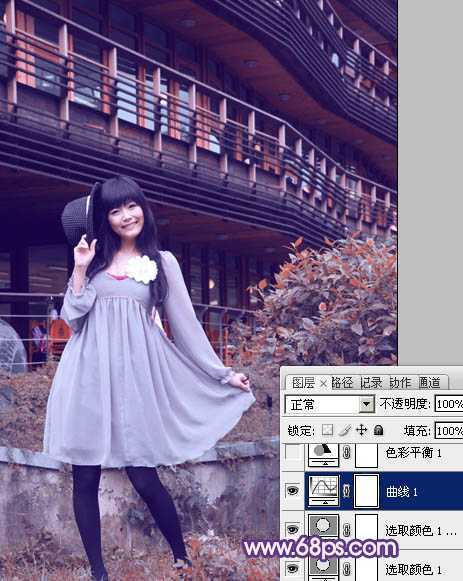 ‘Photoshop为外景人物图片打造出经典红蓝色‘