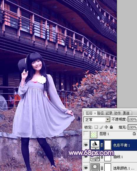‘Photoshop为外景人物图片打造出经典红蓝色‘