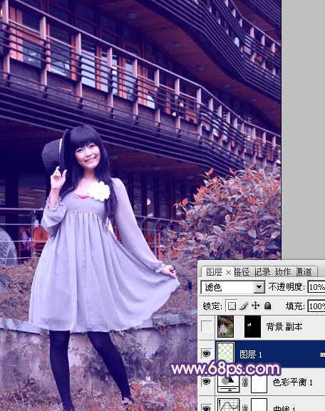‘Photoshop为外景人物图片打造出经典红蓝色‘