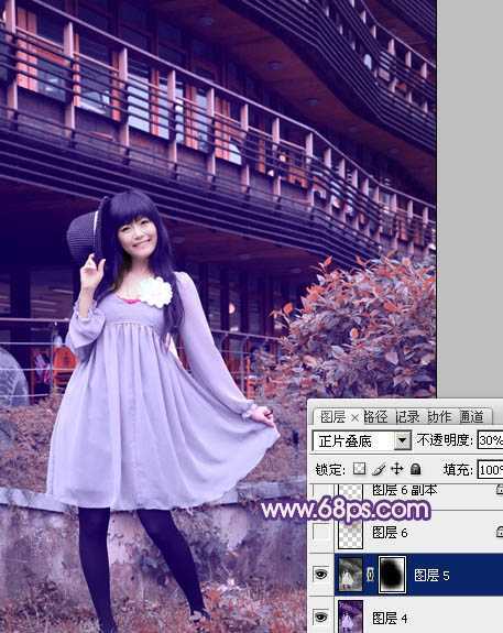 ‘Photoshop为外景人物图片打造出经典红蓝色‘