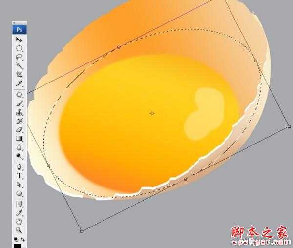 ‘Photoshop设计制作刚敲开的半边生鸡蛋‘