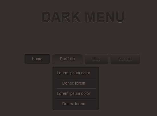 Dark Menu: Pure CSS3 Two Level Menu