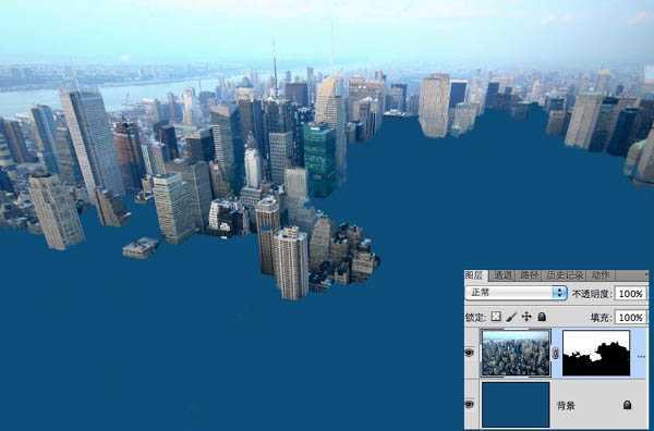 ‘photoshop合成科幻的洪水蔓延的城市‘