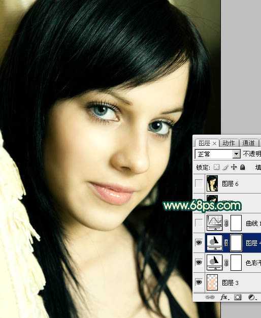 ‘Photoshop将美女图片调成暗调橙绿色‘