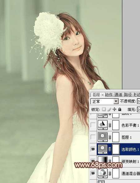 ‘Photoshop将美女婚片调成柔美的淡褐色‘