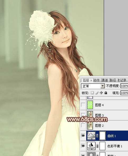 ‘Photoshop将美女婚片调成柔美的淡褐色‘