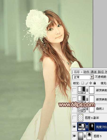 ‘Photoshop将美女婚片调成柔美的淡褐色‘
