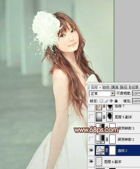 ‘Photoshop将美女婚片调成柔美的淡褐色‘
