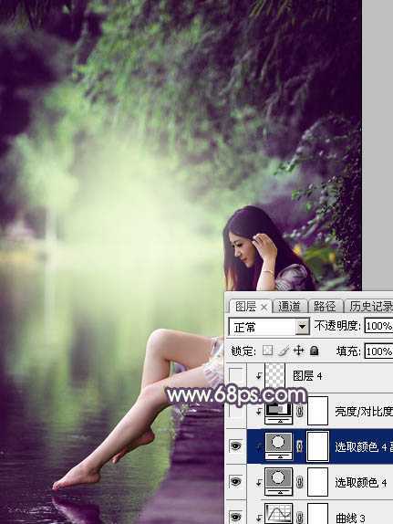 ‘Photoshop使用调色与渲染工具打造出梦幻的绿紫色水景人物图片‘