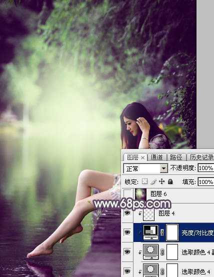 ‘Photoshop使用调色与渲染工具打造出梦幻的绿紫色水景人物图片‘