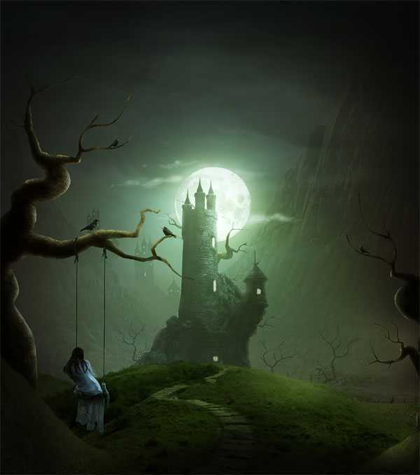 ‘PS合成童话中的恐怖城堡场景‘
