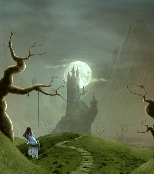 ‘PS合成童话中的恐怖城堡场景‘