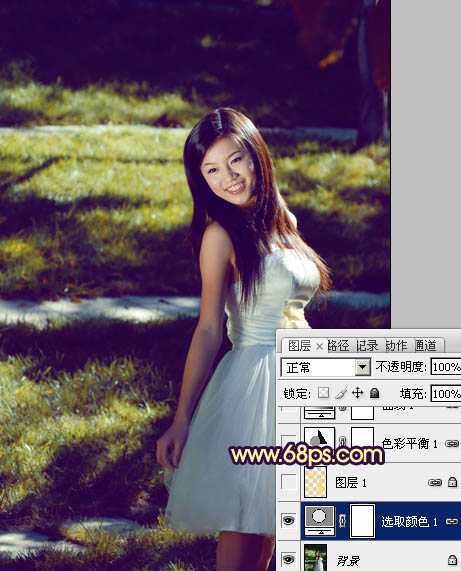 ‘Photosho将晨曦中灿烂的美女图片打造出橙蓝色效果‘