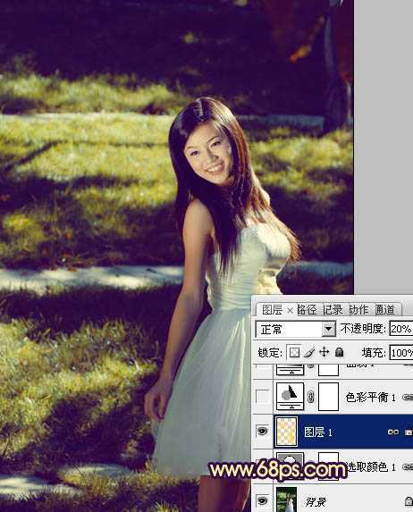 ‘Photosho将晨曦中灿烂的美女图片打造出橙蓝色效果‘