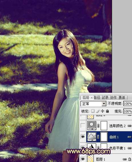 ‘Photosho将晨曦中灿烂的美女图片打造出橙蓝色效果‘