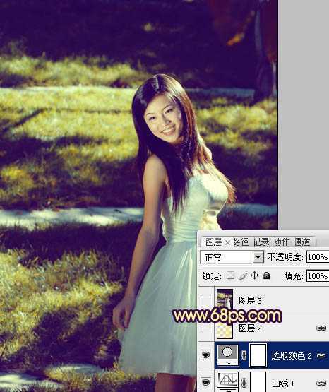 ‘Photosho将晨曦中灿烂的美女图片打造出橙蓝色效果‘