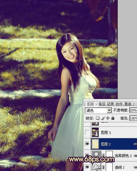 ‘Photosho将晨曦中灿烂的美女图片打造出橙蓝色效果‘