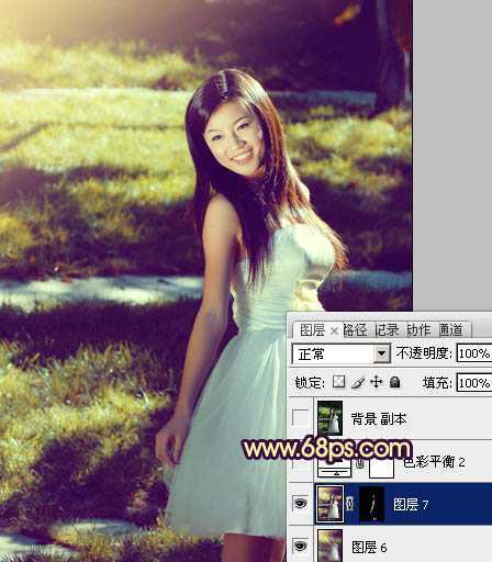 ‘Photosho将晨曦中灿烂的美女图片打造出橙蓝色效果‘