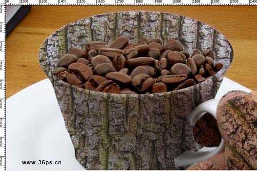 ‘Photoshop合成创意的绿色生态咖啡海报图片‘