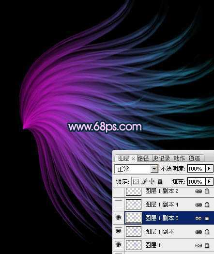 ‘Photoshop将打造出非常奇幻的淡紫色光丝翅膀效果‘