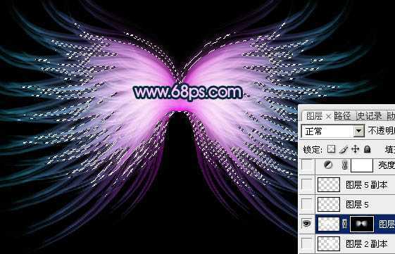 ‘Photoshop将打造出非常奇幻的淡紫色光丝翅膀效果‘
