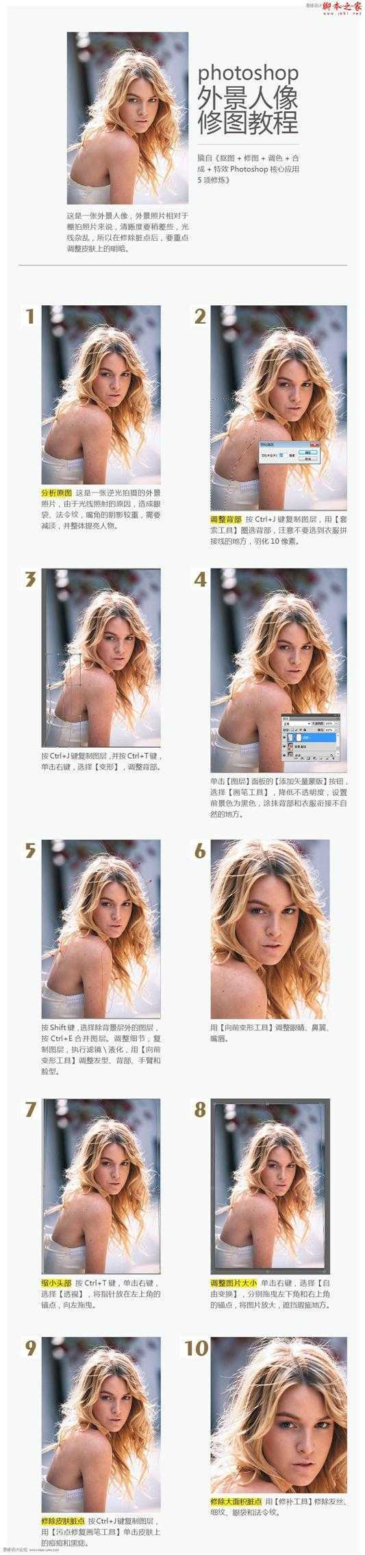 ‘Photoshop为外景人像照片精细修图‘