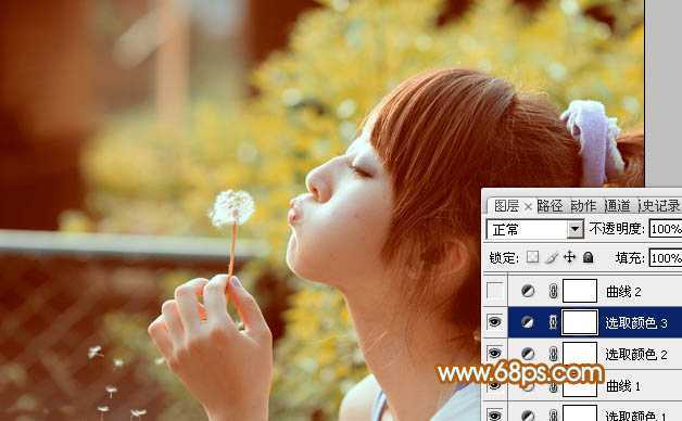 ‘Photoshop为公园美女图片增加柔和的黄褐色效果‘