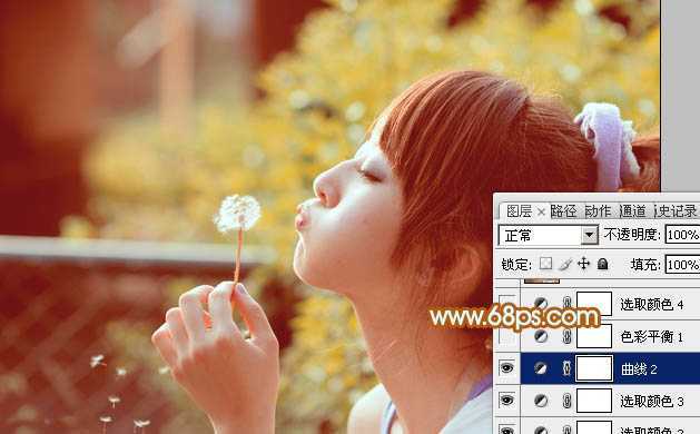 ‘Photoshop为公园美女图片增加柔和的黄褐色效果‘