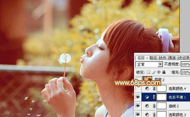 ‘Photoshop为公园美女图片增加柔和的黄褐色效果‘