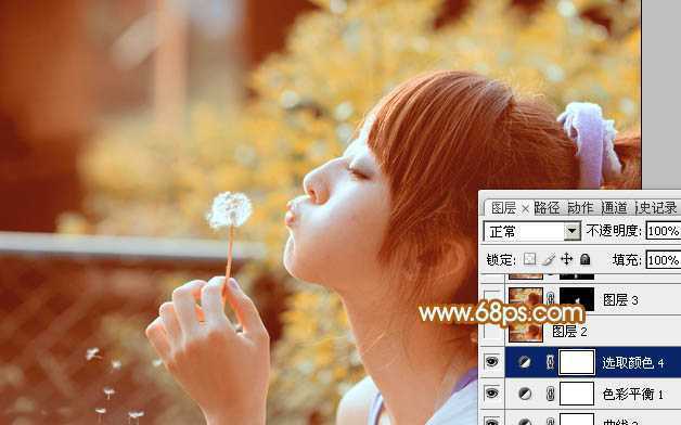 ‘Photoshop为公园美女图片增加柔和的黄褐色效果‘