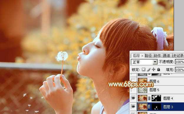 ‘Photoshop为公园美女图片增加柔和的黄褐色效果‘