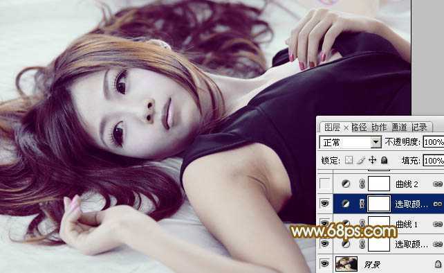 ‘Photoshop将室内美女图片增加淡淡的韩系红褐色‘