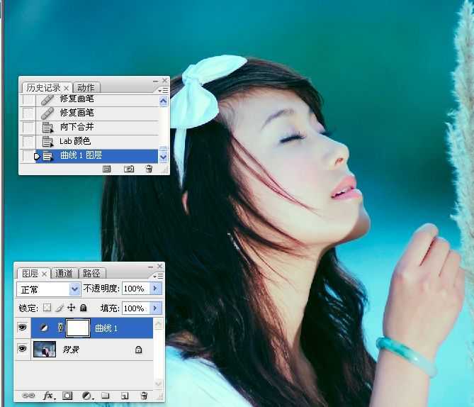 ‘Photoshop使用LAB模式为偏暗的美女图片调出通透的阿宝色效果‘