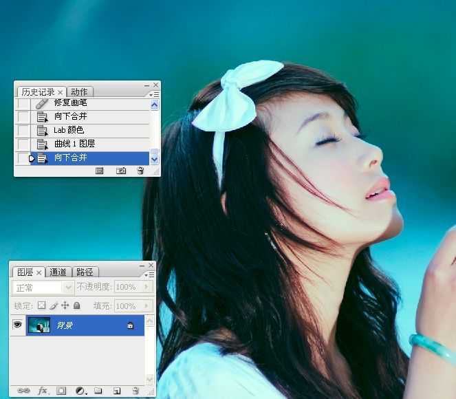 ‘Photoshop使用LAB模式为偏暗的美女图片调出通透的阿宝色效果‘