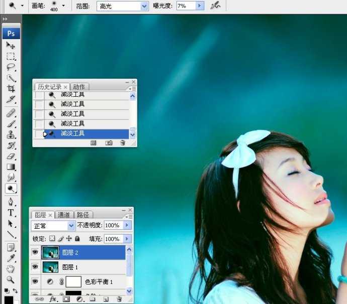 ‘Photoshop使用LAB模式为偏暗的美女图片调出通透的阿宝色效果‘