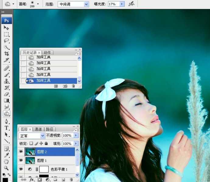 ‘Photoshop使用LAB模式为偏暗的美女图片调出通透的阿宝色效果‘