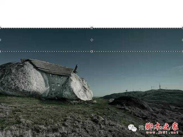 ‘用PS图片素材合成一个石屋前的老人抽象画‘