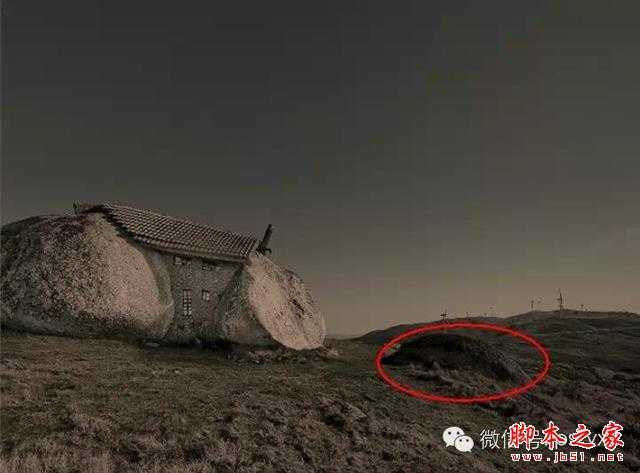 ‘用PS图片素材合成一个石屋前的老人抽象画‘