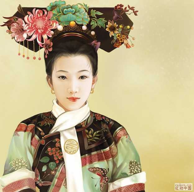‘Photoshop手绘珍妃肖像画‘