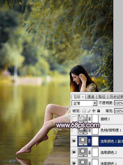 ‘Photoshop为水景美女图片打造出高对比的暖色特效‘