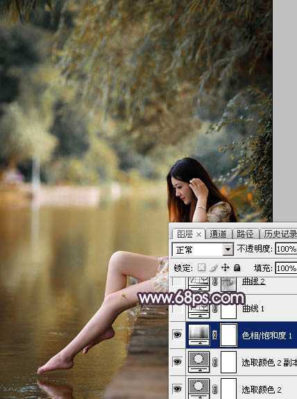 ‘Photoshop为水景美女图片打造出高对比的暖色特效‘
