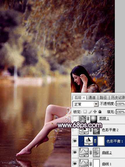 ‘Photoshop为水景美女图片打造出高对比的暖色特效‘