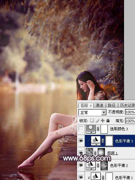 ‘Photoshop为水景美女图片打造出高对比的暖色特效‘
