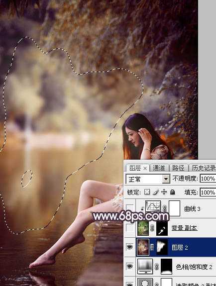 ‘Photoshop为水景美女图片打造出高对比的暖色特效‘