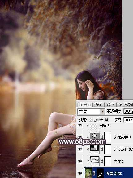 ‘Photoshop为水景美女图片打造出高对比的暖色特效‘