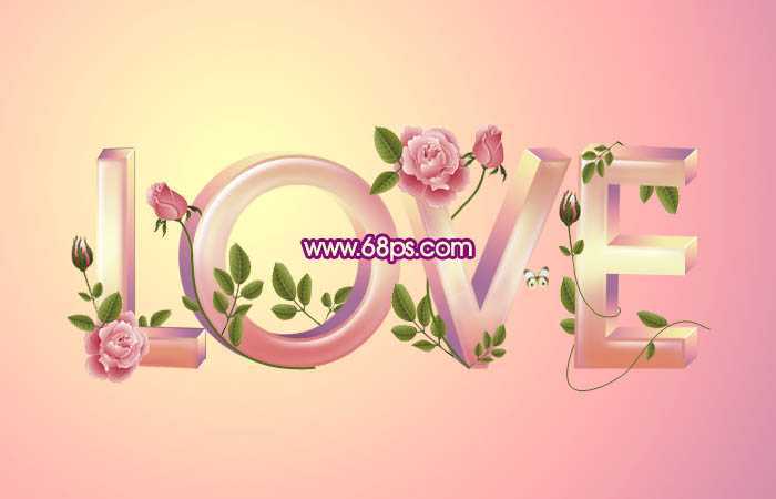 ‘Photoshop打造用漂亮花纹装饰的爱情LOVE立体字‘